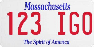 MA license plate 123IG0
