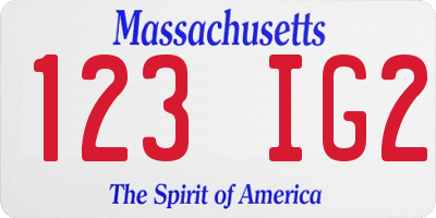 MA license plate 123IG2