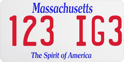 MA license plate 123IG3