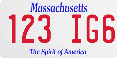 MA license plate 123IG6