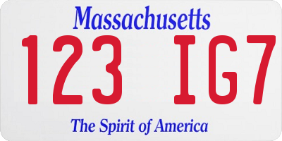 MA license plate 123IG7