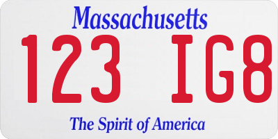 MA license plate 123IG8