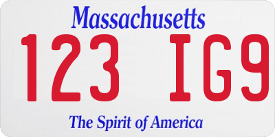 MA license plate 123IG9