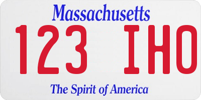 MA license plate 123IH0