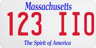 MA license plate 123II0