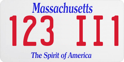 MA license plate 123II1