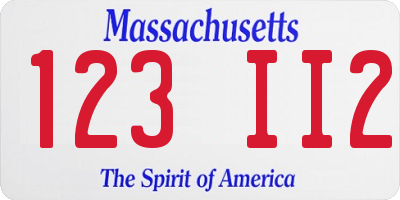 MA license plate 123II2
