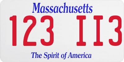 MA license plate 123II3