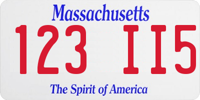 MA license plate 123II5