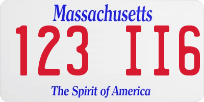 MA license plate 123II6