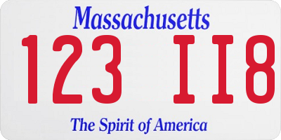 MA license plate 123II8
