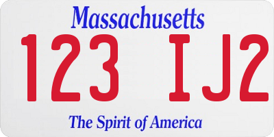 MA license plate 123IJ2