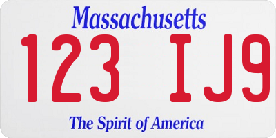 MA license plate 123IJ9