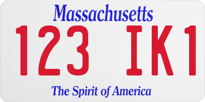 MA license plate 123IK1