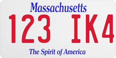 MA license plate 123IK4