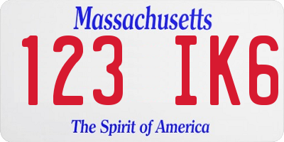 MA license plate 123IK6