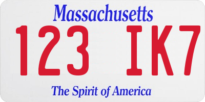 MA license plate 123IK7