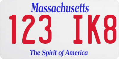 MA license plate 123IK8