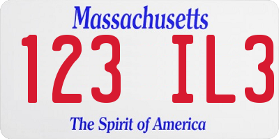 MA license plate 123IL3
