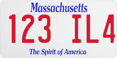 MA license plate 123IL4