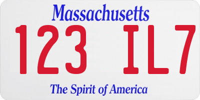 MA license plate 123IL7