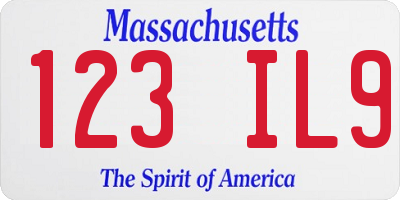 MA license plate 123IL9