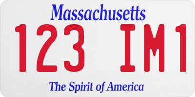 MA license plate 123IM1