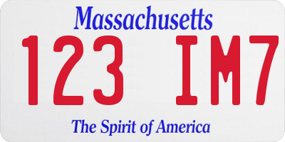 MA license plate 123IM7