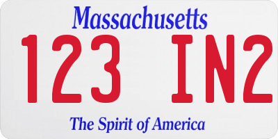 MA license plate 123IN2