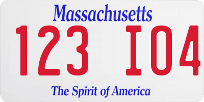 MA license plate 123IO4