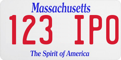 MA license plate 123IP0