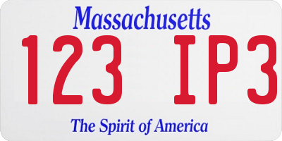 MA license plate 123IP3