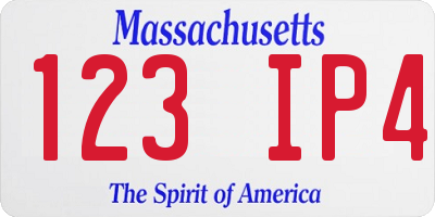 MA license plate 123IP4