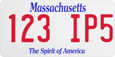 MA license plate 123IP5
