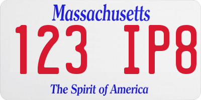 MA license plate 123IP8