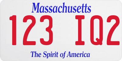 MA license plate 123IQ2