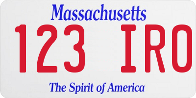 MA license plate 123IR0