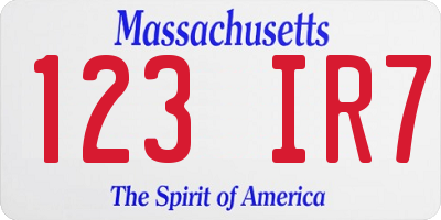 MA license plate 123IR7