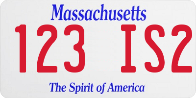 MA license plate 123IS2
