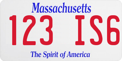 MA license plate 123IS6