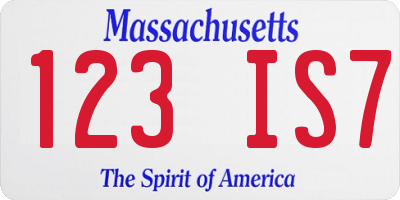 MA license plate 123IS7