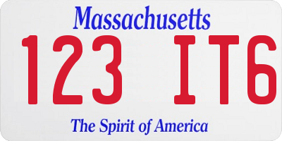 MA license plate 123IT6