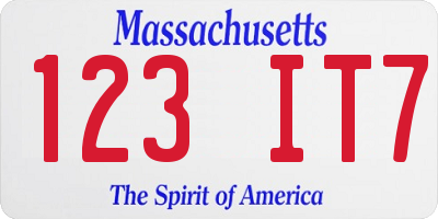 MA license plate 123IT7