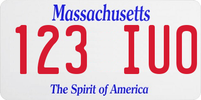 MA license plate 123IU0