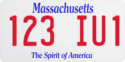 MA license plate 123IU1