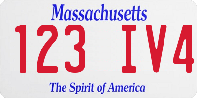 MA license plate 123IV4