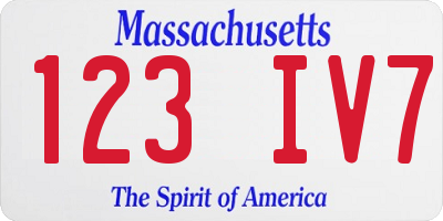 MA license plate 123IV7