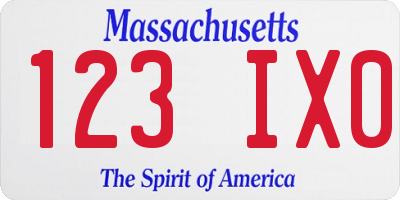 MA license plate 123IX0