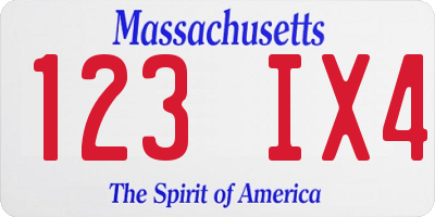 MA license plate 123IX4