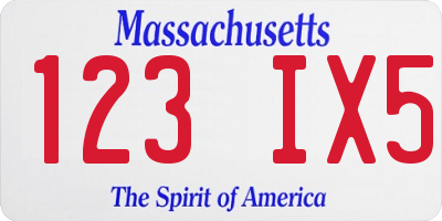 MA license plate 123IX5